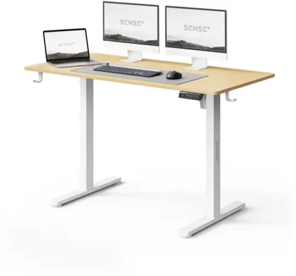 SENSE7 NOJO LIGHT Pracovní stůl bílá-borovice / elektricky nastavitelná výška / 120 x 60cm / nosnost 70kg (5902659847935)