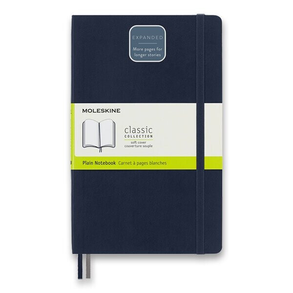 Zápisník Moleskine Expanded - měkké desky, L, čistý - modrý