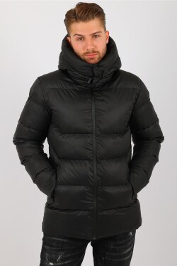 Pánský černý kabát River Club s kapucí, voděodolný a větruodolný, dlouhý zimní sportovní kabát