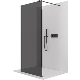 CERANO Sprchová zástěna Walk-in Onyx Corner Round L/P - 8 mm - kulatá vzpěra - černá matná, grafitové sklo - 130x70x200 cm