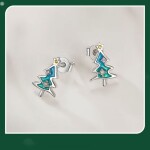 Stříbrné vánoční náušnice ve tvaru stromečku – stříbro 925/1000, Stříbrná