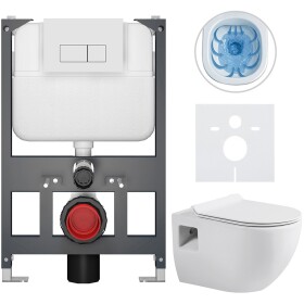 CERANO - Kompletní WC set Basic/Dure - bílá lesklá - WC tlačítko Modulo/Bílá - závěsné - nízký modul - předstěnová instalace - 51x35 CER-8050BD85918