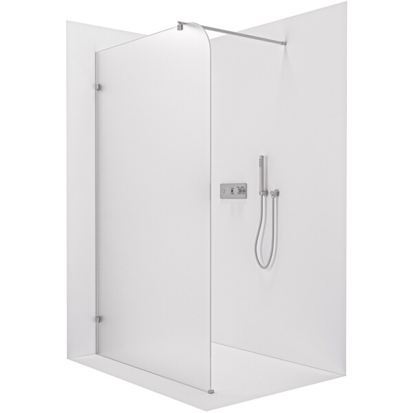 CERANO Sprchová zástěna Walk-in Orbis Round - Levá - 8 mm - kulatá vzpěra - chrom, mléčné sklo - 120x200 cm