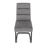 Židle jídelní, taštičkové pružiny v sedáku, madlo na opěráku, světle šedá látka, černý kov