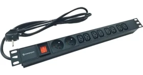 Conexpro 19" Rozvodný panel 2x FR + 8x IEC C13 černý / Rozvodný panel / 16A / 1,4 m kabel (PDU-2FR+8C13)