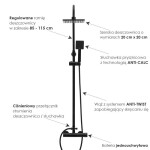Erga Flova, sprchová souprava s pákovou baterií a dešťovou hlavicí 20x20cm, černá matná, ERG-YKA-BP.FLOVA 20 BLK