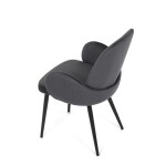 Židle jidelní, šedá látka, černá kovová noha