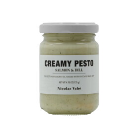 Nicolas Vahé Krémové pesto Losos a kopr 135 g, zelená barva, bílá barva, sklo