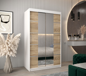 Šatní skříň Abi V4 Barva korpusu: Bílá, Rozměry: 120 cm, Dveře: Dub sonoma