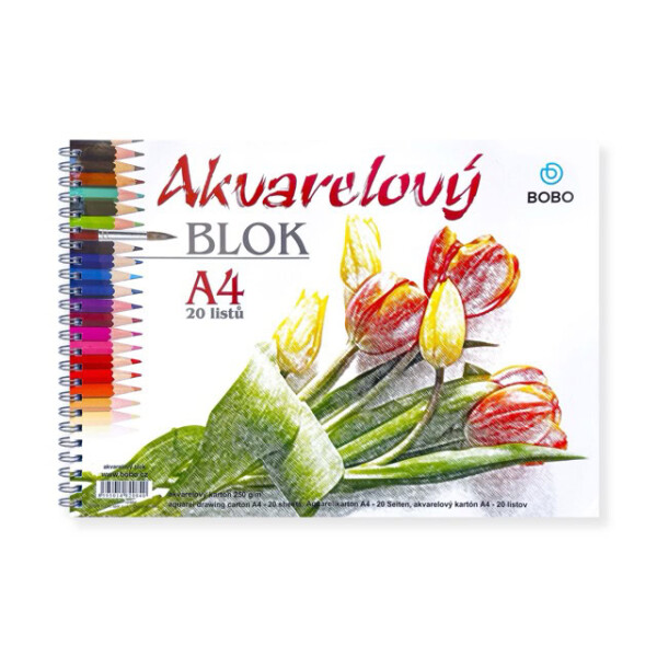 Akvarelový blok BOBO A4 250 g, 20 listů, Twin Wire