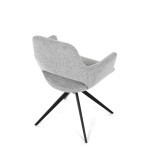 Židle jídelní, šedá látka, 360° vratný mechanismus, černý kov