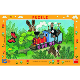 Puzzle deskové Krtek a lokomotiva 15 dílků