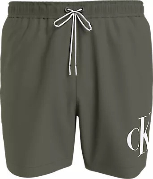 Pánské plavky MEDIUM DRAWSTRING KM0KM01003 LDY olivově zelené Calvin Klein