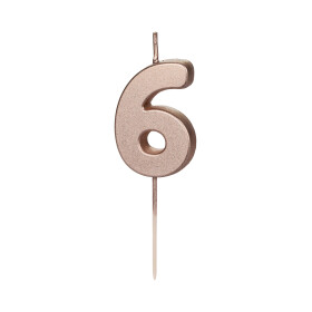 Svíčka dortová rose gold číslo 6 - Albi