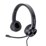 LINDY 20439 Headset otevřená (On Ear) kabelová stereo černá headset, regulace hlasitosti, Vypnutí zvuku mikrofonu Počítače