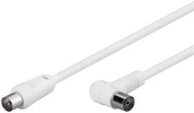 MicroConnect koaxiální kabel M-F zahnutý 90° 75 Ohm 1.5m bílá (COAX015WA)