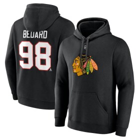 Fanatics Pánská mikina Connor Bedard #98 Chicago Blackhawks Stack Name & Number Tri-Blend Pullover Hoodie Velikost: XXXL