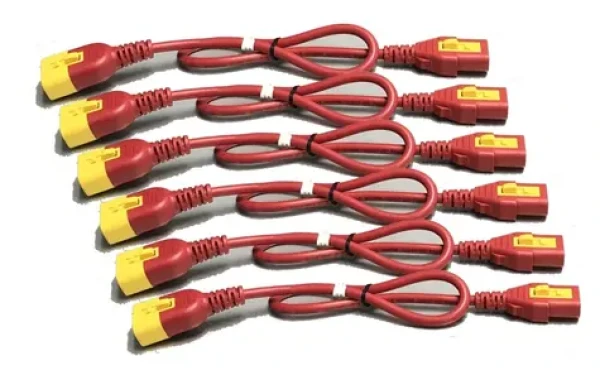 APC Power Cord Kit C13-C14 červený / Napájecí kabel / Locking / 1,2 m / 6 ks v balení (AP8704S-WWX340)