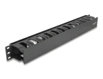 DeLock 19" Kabelmanagement panel černý / Panel pro správu kabelů / 1U / plast / snímatelná přední krytka (67021)
