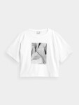Dámský crop top s potiskem H4Z21-TSD029 10S Bílá s černou - 4F bílá-černá XS