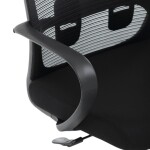 Židle kancelářská, černý MESH a černá látka, plastový kříž, houpací mechanismus.