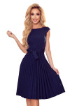 LILA - Tmavě modré dámské plisované šaty s krátkými rukávy 311-12 S