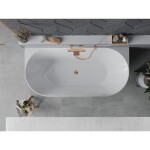 MEXEN/S - Oval Sim volně stojící vana nástěnná 170 x 80, bílá/šedá, sifon a přepad růžové zlato 52661708062-60