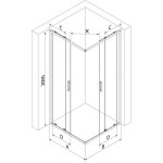 MEXEN - Exo čtvercový posuvný sprchový kout 70 x 70, transparent, zlato - 8111-070-070-01-00 8111-070-070-50-00
