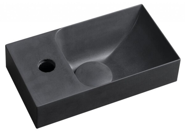 SAPHO - PICCOLINO betonové umývátko 30,8x17cm, baterie vlevo, antracit mat PK30016