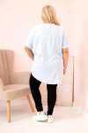 Dámská blůza Plus Size z viskózy s květinovým potiskem a nápisem modrá UNI