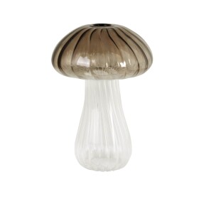 Strömshaga Dekorativní váza Mushroom Brown Tall, hnědá barva, čirá barva, sklo