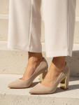 Dámské semišové lodičky na jehlovém podpatku béžové FashionStreet ZY1398 38