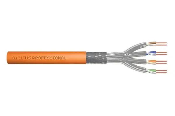 Digitus CAT 7 S/FTP oranžový / Instalační kabel / 50 m / AWG 23/1 / LSZH / Dca / 1200 MHz (DK-1743-VH-050)