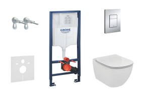 GROHE - Rapid SL Set předstěnové instalace, klozetu a sedátka Ideal Standard, Aquablade, SoftClose tlačítka Skate Cosmo, chrom 38528SET-KU