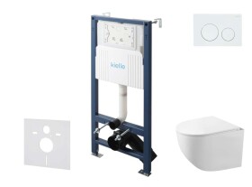Kielle - Genesis New Set předstěnové instalace, kompaktního klozetu Gaia, Rimless, sedátka softclose a tlačítka Gemini New I, lesklá bílá 30528SS82