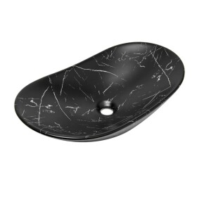 Umyvadlo na desku SAT Infinitio 61,5x36 cm černý matný mramor, bez přepadu SATINF61536MRBKM SATINF61536MRBKM