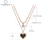Ocelový dvojitý náhrdelník Madeleine Gold - ocel, zirkon, srdce, Zlatá 39 cm + 5 cm (prodloužení)