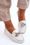 Dámské prolamované kožené mokasíny Bílé Lanzarot 38