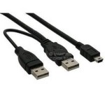 PremiumCord USB 2.0 napájecí Y kabel A/M - A/M + A/M mini 0.5m + 0.4m (8592220008741)