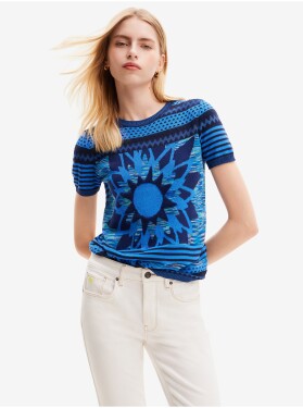 Modré dámské úpletové tričko Desigual Sun Blue dámské