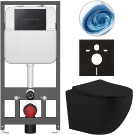 CERANO - Kompletní WC set Basic/Cesso - černá matná - WC tlačítko Modulo/Černá - závěsné - předstěnová instalace - 49x36 CER-8050BD86233