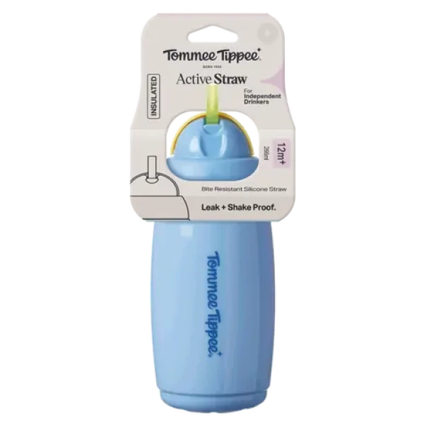 Tommee Tippee Active hrneček s brčkem 266 m 12m+ modrá (448013-T)