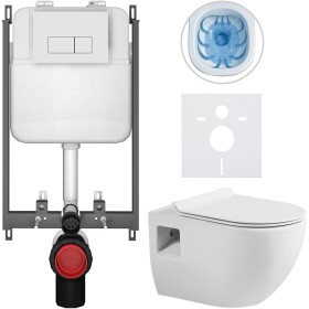CERANO - Kompletní WC set Basic/Dure - bílá lesklá - WC tlačítko Modulo/Bílá - pro zazdění - 51x35 CER-8050BD85900