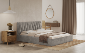 FRONTI Postel ASTI 160x200 světlešedá s úložným prostorem