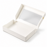 Cake star Elegantní bílá krabice s okénkem Pure – laminovaná 25 x 20 x 5,5 cm