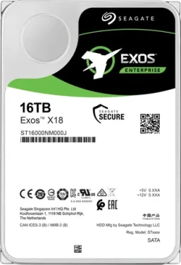 Seagate Exos X18 16TB / HDD / 3.5 SATA III / 7 200 rpm / 256MB cache / 5y (ST16000NM000J)