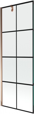 MEXEN/S - Next vanová zástěna FIX 70x150, černý dekor, růžové zlato 895-070-000-00-77-60