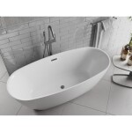 MEXEN/S - Luvo Slim volně stojící vana 170 x 75, bílá, sifon a přepad měď kartáčovaná 52801707500-65