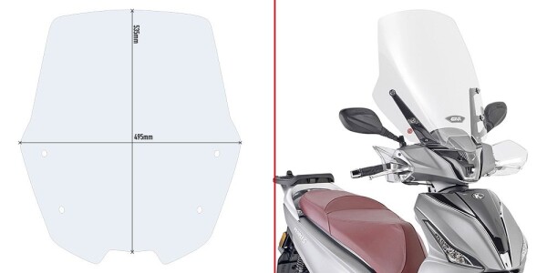 D6113St plexi čiré Kymco People S 125-150 (20-25), vxš535x490 mm