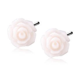 LUNICA Stříbrné náušnice BÍLÝ KVĚT 0038 Ag 925; ≤0,6 g.